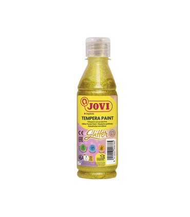 BOTELLA TEMPERA GLITTER ORO JOVI 250ml  - PARTICULAS DE PURPURINA - SECADO RAPIDO