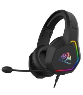 AURICULARES GAMING CON MICROFONO COOLSOUND G6 NEGRO - CABLE 2 METROS - ILUMINACION LED