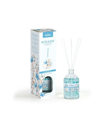 AMBIENTADOR MIKADO ALGODÓN PRADY - FRASCO DE CRISTAL 100ml  Y VARITAS DIFUSORAS