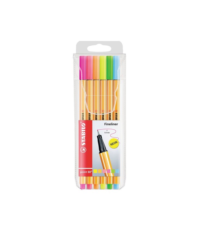 ROTULADOR STABILO PUNTA DE FIBRA POINT 88 BLISTER 6 UNIDADES COLORES SURTIDOS NEON