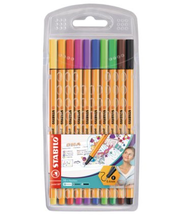 ROTULADOR STABILO PUNTA FIBRA POINT 88 ESTUCHE DE 10 COLORES SURTIDOS