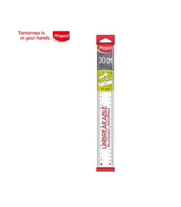 REGLA 30CM MAPED STUDY UNBREAKBLE - IRROMPIBLE TRANSLUCIDA