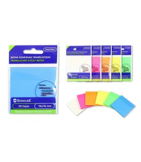 TACO NOTAS ADHESIVAS TRANSLUCIDAS NEON 76x76 BISMARK VARIOS COLORES
