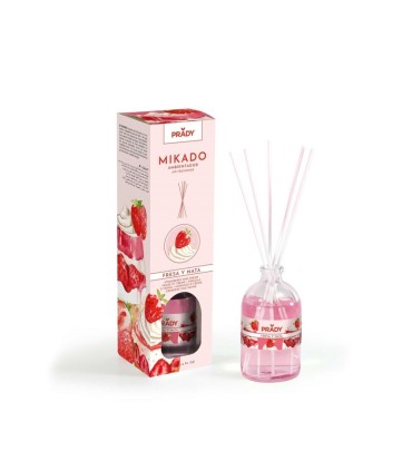 AMBIENTADOR MIKADO FRESA NATA PRADY FRASCO CRISTAL 100ML VARITAS DIFUSORAS