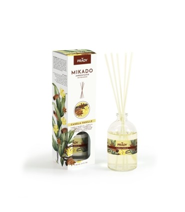AMBIENTADOR MIKADO CANELA VANILLE PRADY FRASCO CRISTAL 100ML VARITAS DIFUSORAS