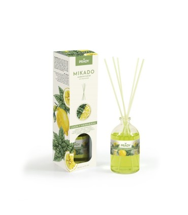 AMBIENTADOR MIKADO LIMÓN E HIERBABUENA PRADY FRASCO CRISTAL 100ML VARITAS DIFUSORAS