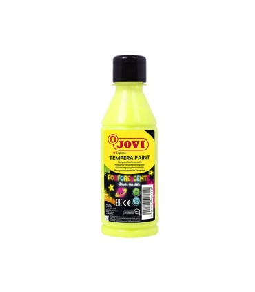 TEMPERA PAINT JOVI FLUORESCENTE AMARILLA 250ml - BRILLA EN LA OSCURIDAD - SECADO RAPIDO