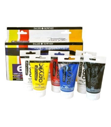 CAJA PINTURA ACRÍLICO GRADUATE COLOR PRIMARIOS 6 UNIDADES 75ML