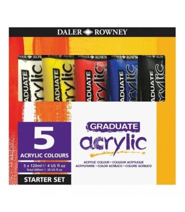 CAJA ACRÍLICO GRADUATE COLOR PRIMARIOS 5 UNIDADES 120ML