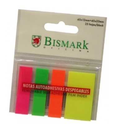 NOTAS AUTOADHESIVAS DESPLEGABLES GUIAS NEON 4 COLORES BISMARK