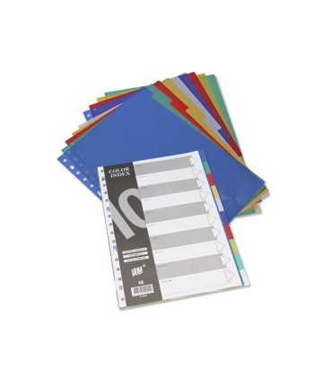 SEPARADORES POLIPROPILENO Y E S  - TAMAÑO A-4 - SET 10 UNIDADES - 5 COLORES SURTIDOS