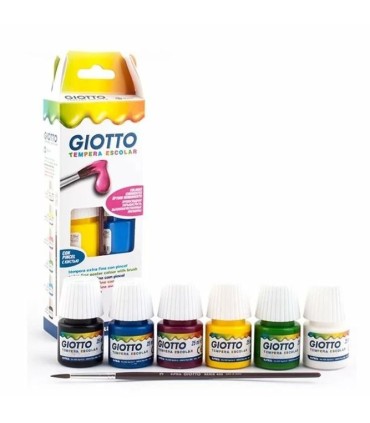 ESTUCHE 6 BOTES 25ML GIO TEMPERA + PINCEL