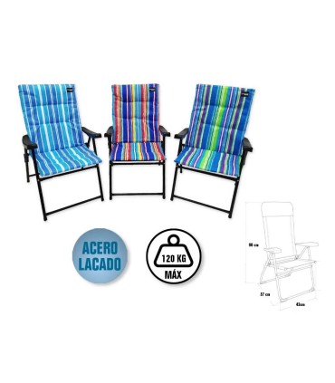 SILLA PLEGABLE ACOLCHADA ACERO BISMARK MOD  ALMERIA