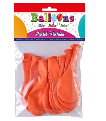 BOLSA DE 10 GLOBOS COLOR NARANJA CP BALLOONS