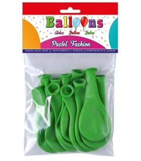 BOLSA DE 10 GLOBOS COLOR VERDE CP BALLOONS