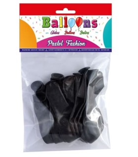 BOLSA DE 10 GLOBOS COLOR NEGRO CP BALLOONS