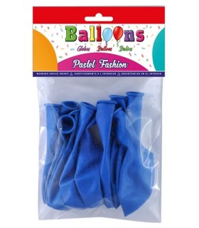 BOLSA DE 10 GLOBOS COLOR AZUL MEDIO CP BALLOONS