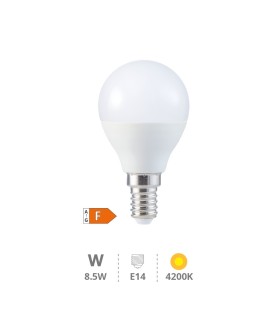BOMBILLA LED GSC ESFERICA G45 E14 8 5W LUZ NEUTRA 4200K 806 LUMENES