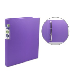 CARPETA PP A4 4 ANILLAS DE 25MM LOMO REDONDO NEON VIOLETA