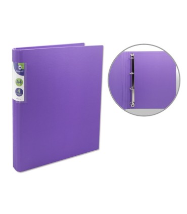 CARPETA PP A4 4 ANILLAS DE 25MM LOMO REDONDO NEON VIOLETA