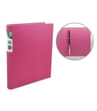 CARPETA PP A4 4A-25 LOMO REDONDO NEON ROSA