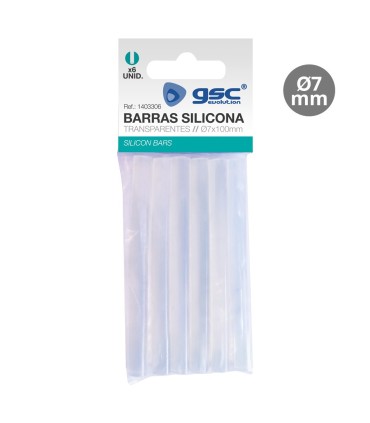 BARRAS DE SILICONA TRANSPARENTES GSC BOLSA 6 UNIDADES 7Ø x 100mm - SECADO RAPIDO