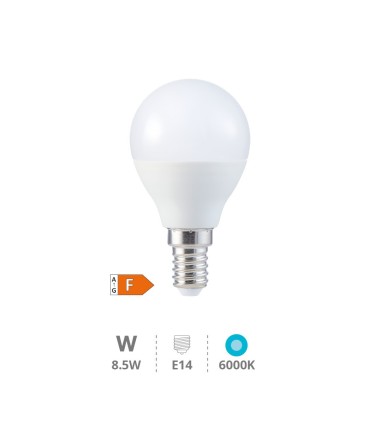 BOMBILLA LED GSC ESFERICA G45 E14 8 5W LUZ BLANCA 6000K 806 LUMENES