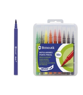 ROTULADORES PUNTA PINCEL BISMARK BLISTER 18 COLORES