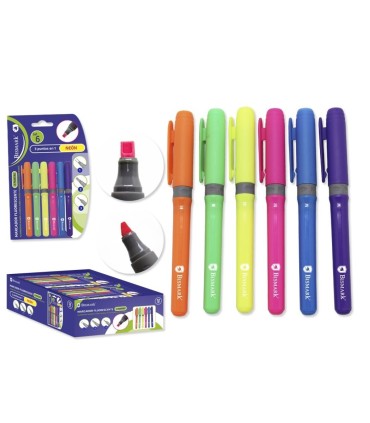 MARCADORES FLUORESCENTES TRIPLE  PUNTA BISMARK BLISTER 6 COLORES NEON