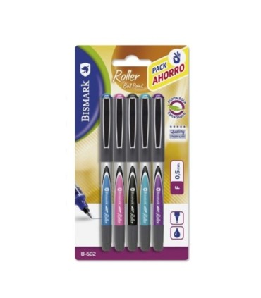 BOLIGRAFOS BOLA BISMARK B-602 BLISTER 5 COLORES SURTIDOS 0 5mm