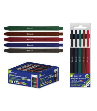 BOLIGRAFOS SOFT TINTA COLORES BASICOS BISMARK BLISTER 5 UNIDADES 0 5mm