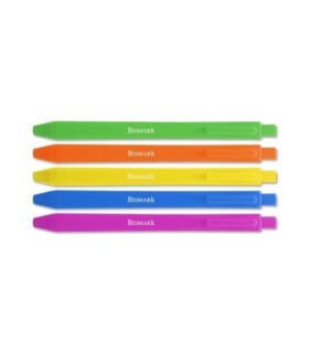 BOLIGRAFOS SOFT TINTA COLORES SURTIDOS NEON BISMARK BLISTER 5 UNIDADES 0 5mm