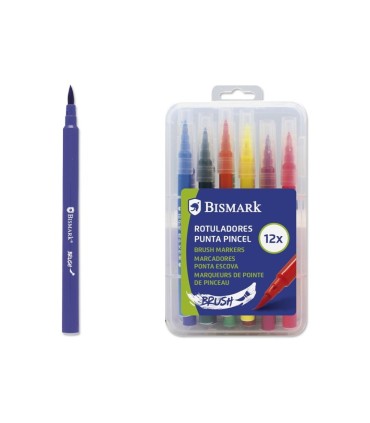 ROTULADORES PUNTA PINCEL BLISTER 12 COLORES BISMARK