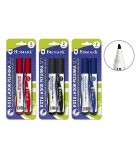 ROTULADORES PIZARRA BLANCA BISMARK BLISTER 2 UNIDADES COLOR NEGRO