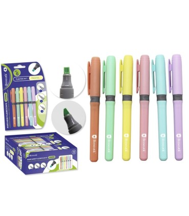 FLUORESCENTE PASTEL 3 PUNTAS BISMARK PACK 6 UNIDADES