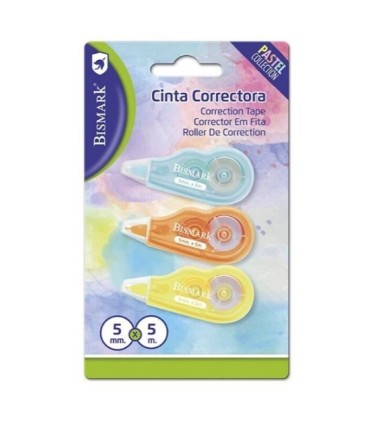 PACK 3 CINTAS CORRECTORAS MINI PASTEL BISMARK 5mm X 5 metros