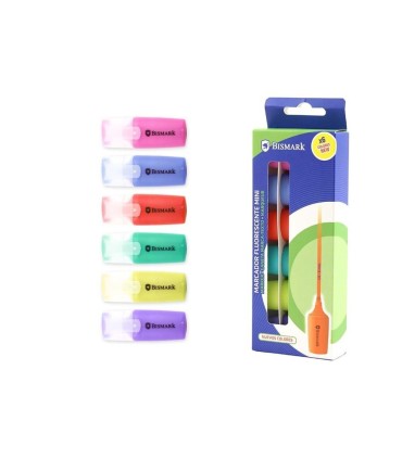 MINI ROTULADORES FLUORESCENTE BISMARK 6 COLORES NUEVOS
