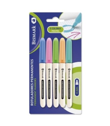 ROTULADORES PERMANENTES PACK 5 COLORES PASTEL BISMARK