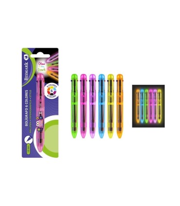BOLIGRAFO 6 COLORES GLOW IN THE DARK BISMARK