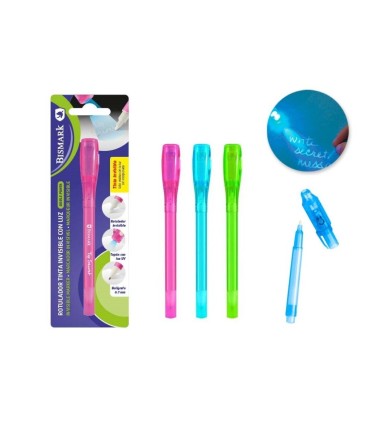 BOLIGRAFO TINTA INVISIBLE DOBLE PUNTA CON LUZ 0 7MM BISMARK