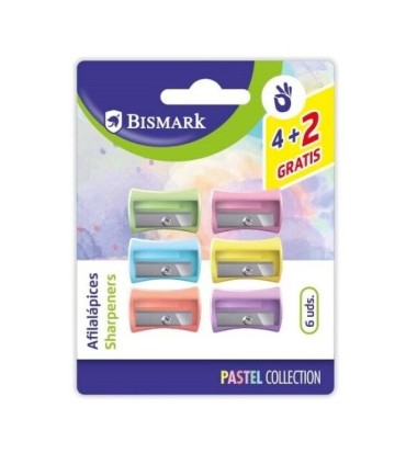 BLISTER SACAPUNTAS ERGONOMICO PASTEL 6 UNIDADES BISMARK