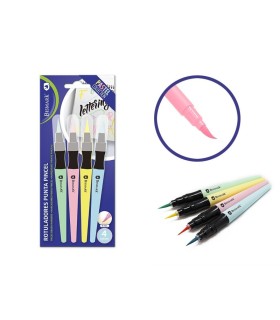 BLISTER ROTULADOR PUNTA PINCEL PASTEL 4 UNIDADES PARA LETTERING BISMARK