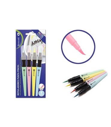 BLISTER ROTULADOR PUNTA PINCEL PASTEL 4 UNIDADES PARA LETTERING BISMARK