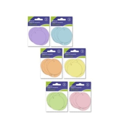 ETIQUETAS REDONDAS COLGANTES PASTEL 10 UNIDADES BISMARK