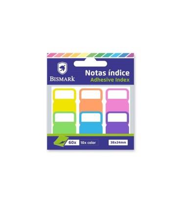 TACO ADHESIVO BISMARK 6 INDEX NEON NOTAS INDICE 10 POR COLOR