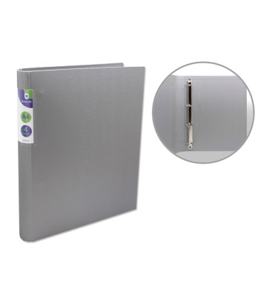 CARPETA 4 ANILLAS PP A-4 25MM LOMO REDONDO GRIS BISMARK