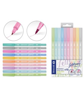 ROTULADOR DOBLE PUNTA LETTERING PASTEL 10 UNIDADES BISMARK