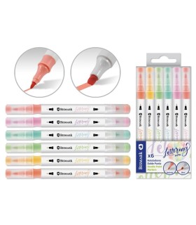 ROTULADOR DOBLE PUNTA LETTERING PASTEL 6 UNIDADES BISMARK
