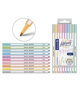 ROTULADOR 1MM 10 COLORES SET LETTERING PASTEL BISMARK