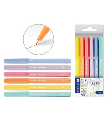 SET 6 BOLIGRAFOS LETTERING PASTEL 0 4MM BISMARK